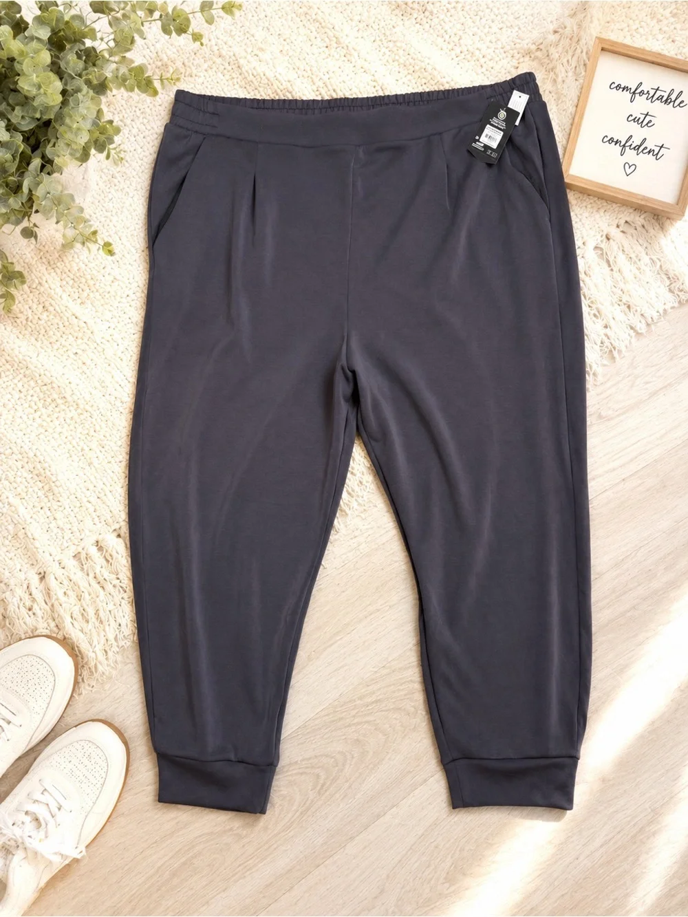 Avia Women's Dark Charcoal Scuba Track Jogger Pants